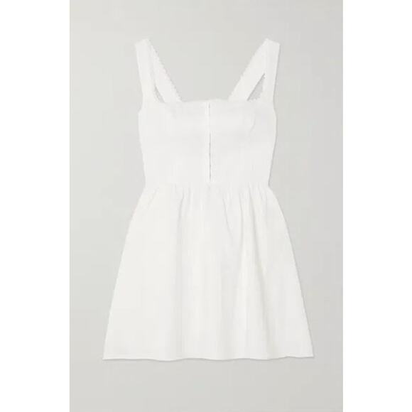 NEW Reformation Sheri Scalloped Lace Linen Mini Dress Corset Lined White Size 2 - Picture 12 of 16